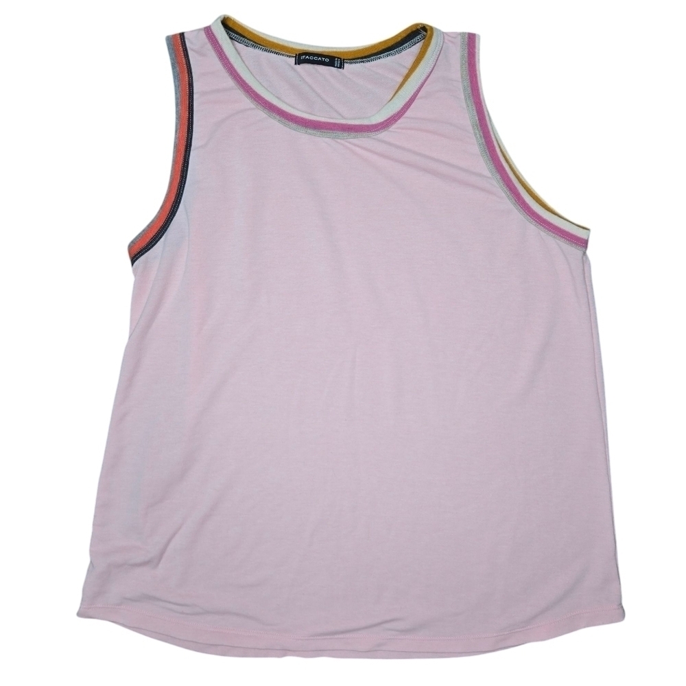 Staccato Women's Pink Summer Spring Woven Tank Top Size Large